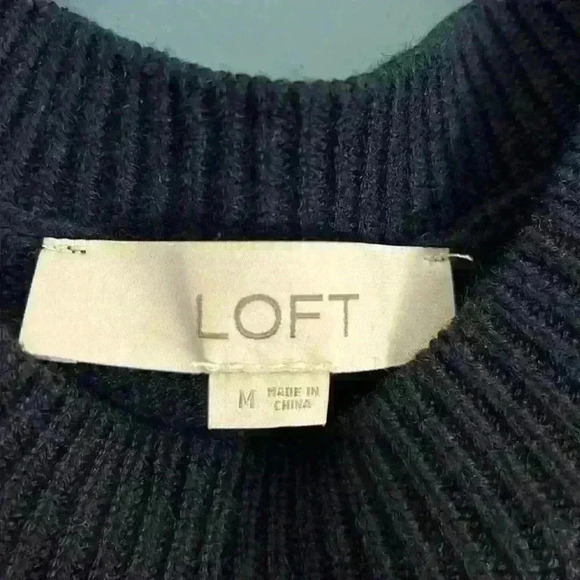 LOFT Cold Shoulder Striped Sweater size woman’s M navy‎ blue, orange, & pink - Picture 3 of 4